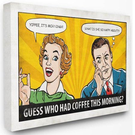 Stupell Industries Morning Coffee Funny Vintage Comic Book Design Canvas Wall Art by Ester Ka...jpeg