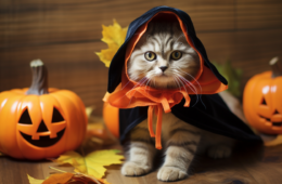 Cat wearing a costume for Halloween