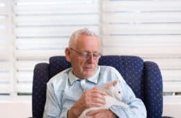 Senior Man holding a cat - an alternate therapy