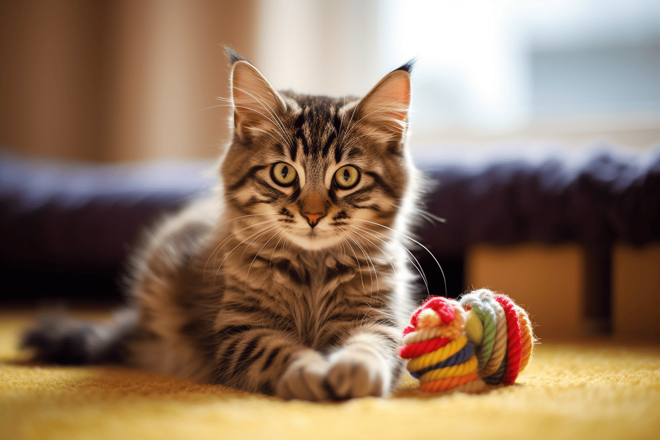 Kitten with toys