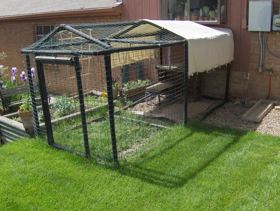 a catio outdooor with covering on the side for a shade
