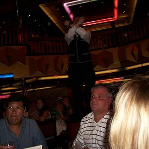 Waiters dancing on our cruise
