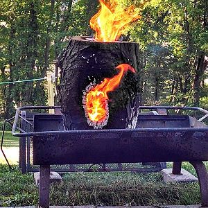 Ever burn a hollow log?