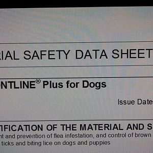 MSDS For Frontline plus For  Cats & Dogs  In